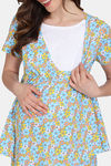 Zivame Maternity Retro Flowers Knit Cotton Pyjama Set - Cyan Blue — thumbnail 6